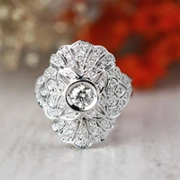 simple gold plating color hollow geometric inlaid crystal zircon rhinestone female ring for women party jewelry accessories