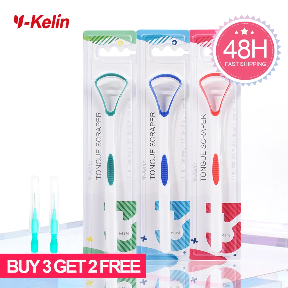 Y-Kelin Sales Silicone Tongue Scraper Brush Cleaning  Food Grade Single Oral Care To Keep Fresh Breath 3Color Pack No.1