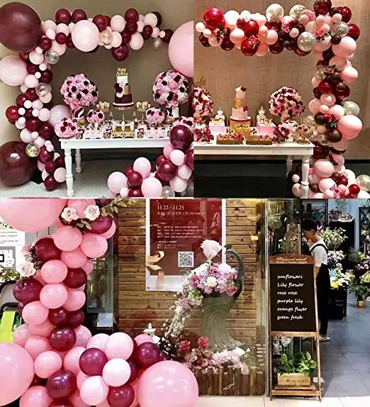 

Balloons Pink Gold Confetti Balloons Garland and Gold Party Decorations Burgundy and Gold Wedding Decorations