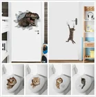 Мультяшные наклейки с животными 3d наклейки на сиденье для унитаза для холодильника с забавными кошками ПВХ стены наклейки окна ванной комнаты настенный Декор наклейки