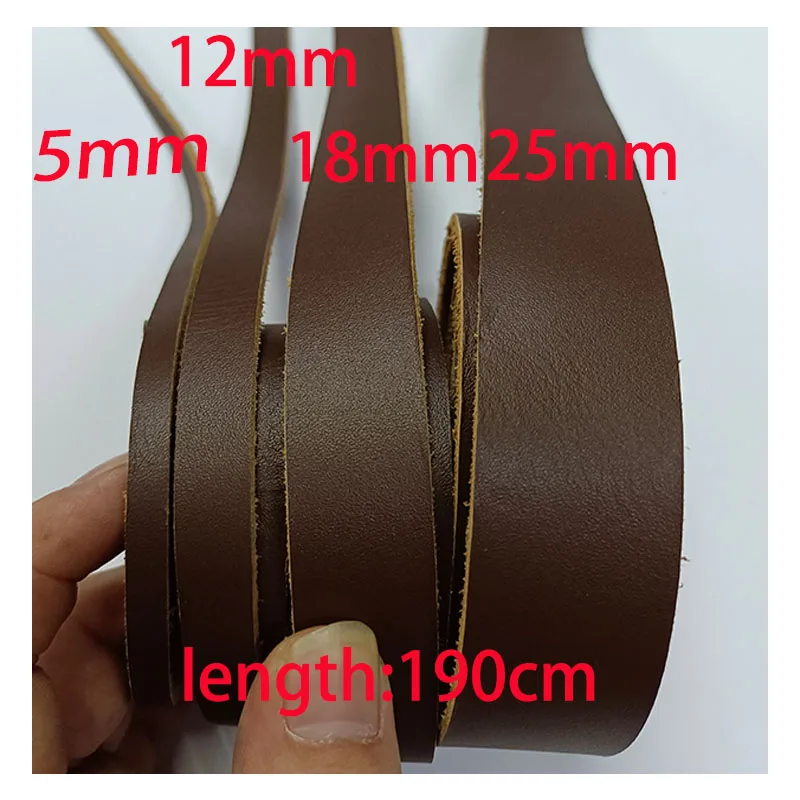 

1.9 m long 3mm thick leather belt, width can be customized, is cut brown strip