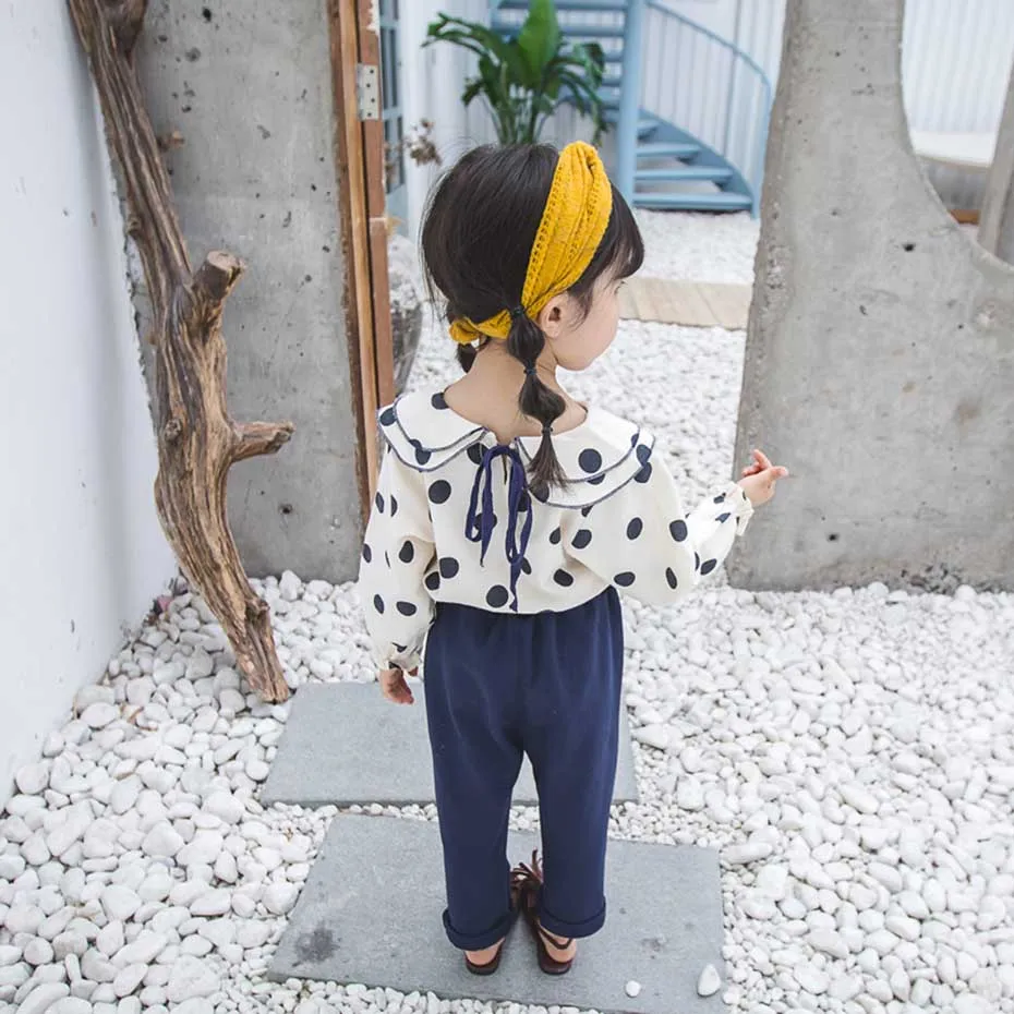 Одежда для маленьких девочек футболка в горошек и штаны комплект из 2 предметов