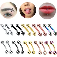 2pcs surgical steel eyebrow piercing earring 16g ballbell tongue piercing labret lip piercing jewelry curved eyebrow ring lot