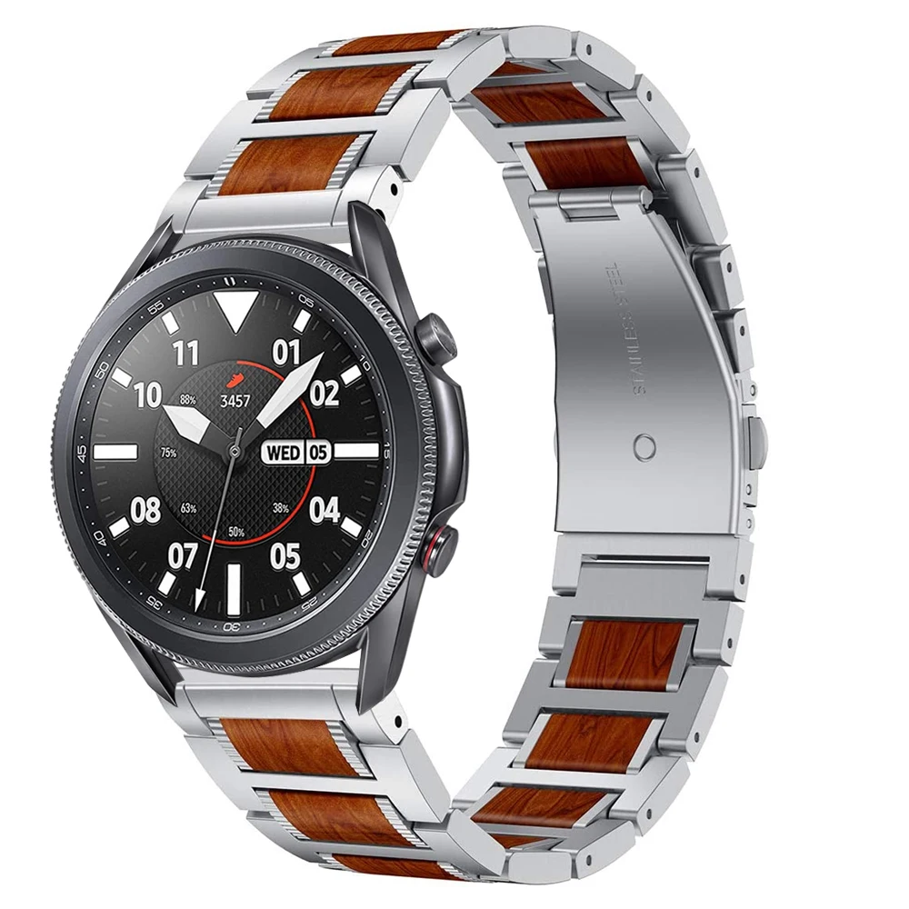 metal wooden strap compatible with samsung watch 3 46mmhuawei watch gt2 46mmhuami amazfit gtr47mm bracelet strap for 22mm band free global shipping