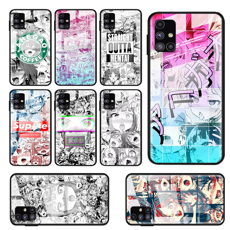 

Tempered Glass Cover ahegao manga girl For Samsung Galaxy S21 Ultra Plus 5G M51 M31 M21 Shockproof Shell Phone Case