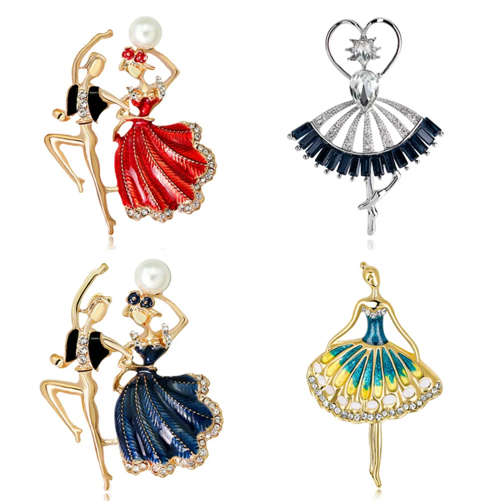 

Dancing Girls Brooches Fashion Shell Pearl Rhinestone Princess Prince Brooch Pins for Women Clothing Accessories Jewelry Gifts