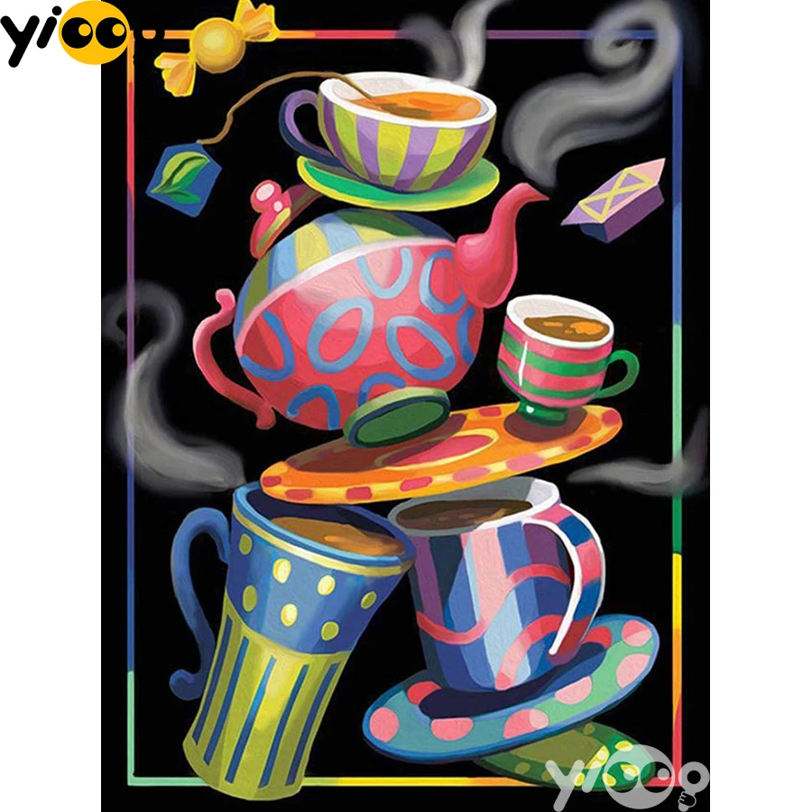 

Full Square/Round Drill Diamond Painting Cross Stitch Embroidery Coffee utensils Rhinestone Mosaic Home Decor Gift AX2293