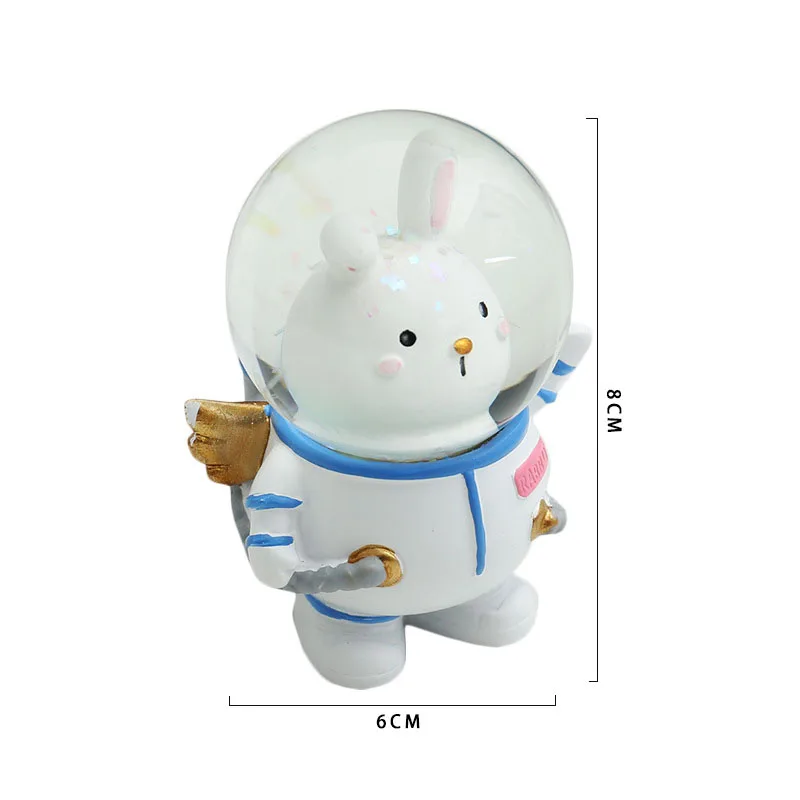 

Cute Astronaut Spaceman Rabbit Crystal Ball Scientific Enlightenment Action Figure Model Home Office Desktop Decoration For Girl