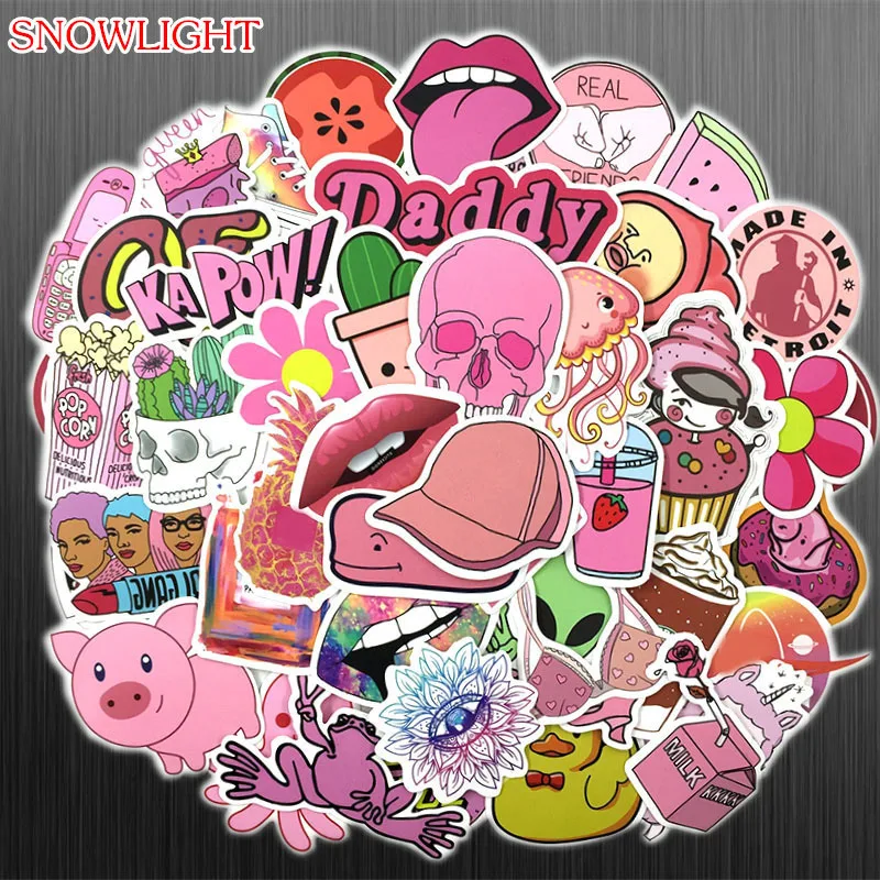 10/50 pcs/pack PVC Waterproof Girls Kawaii Pink Fun Girl Sticker For Laptop Car Pad Luggage Phone Bicycle Decal Toy Sticker