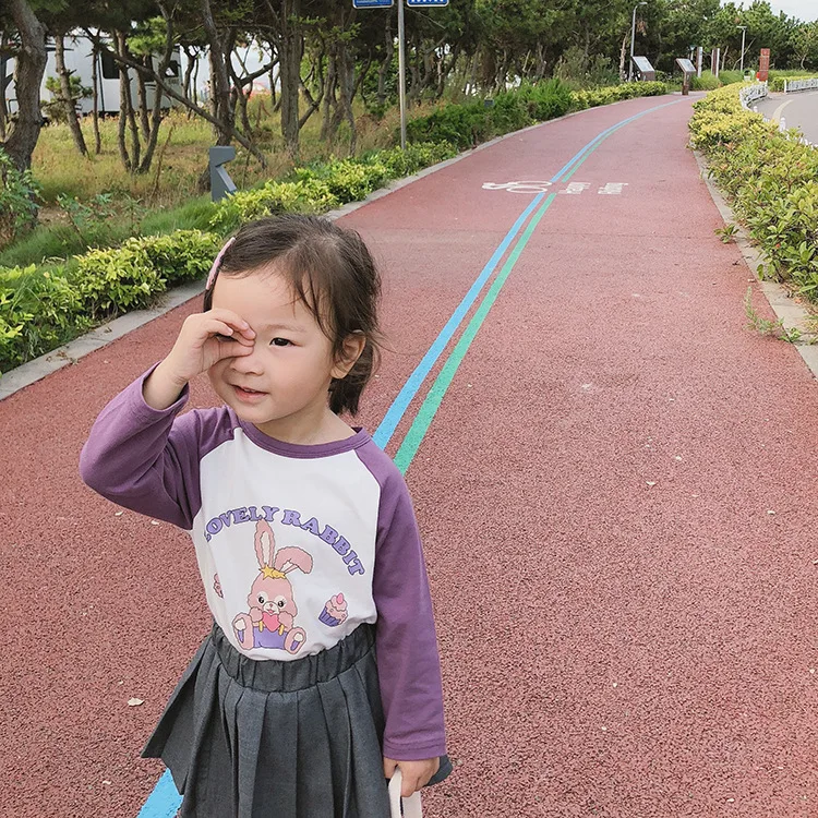 Осень милые футболки с длинными рукавами из чистого хлопка героями мультфильмов