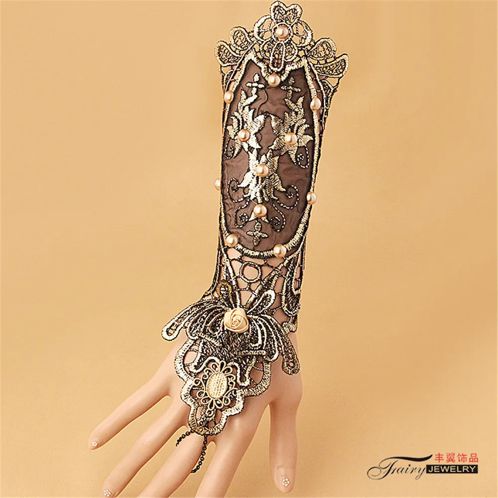 Средневековые Ретро золотые кружевные перчатки винтажная Готическая королева