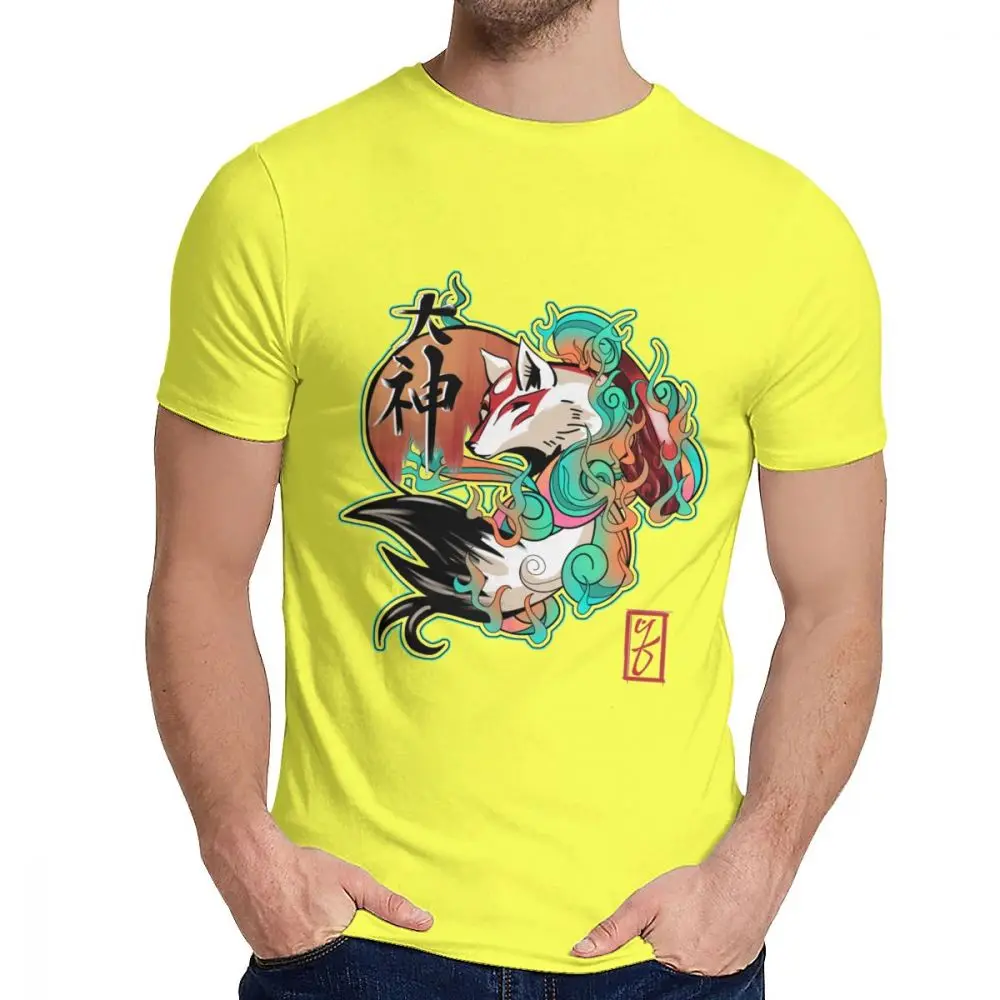 Футболка для мальчиков Okami Adventure Offical Trailer хлопок Geek Классический круглый вырез Harajuku уличная футболка рубашка - Цвет: Цвет: желтый
