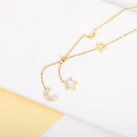 2021 fashion star moon necklace for women bohemian jewelry cute choker neck collar for girl stainless steel chain accessories