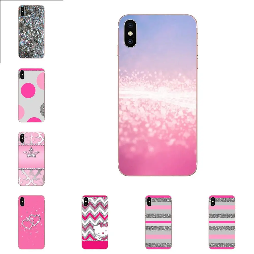 Серебристо Розовый Блеск ТПУ футляры для мобильных телефонов Galaxy J1 J2 J3 J330 J4 J5 J6 J7