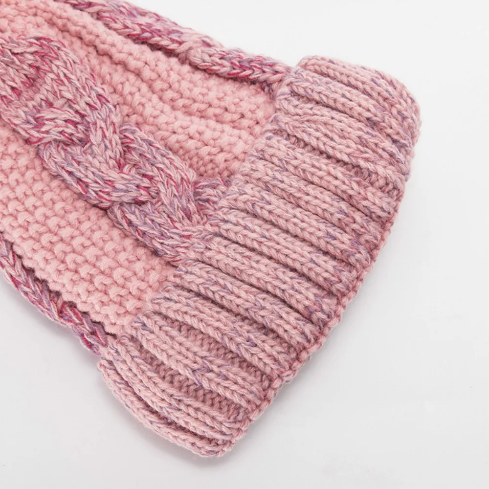 

Female hat winter Keep warm with Hair ball Tab caps pattern knitting Plus velvet fashion Easy to mix