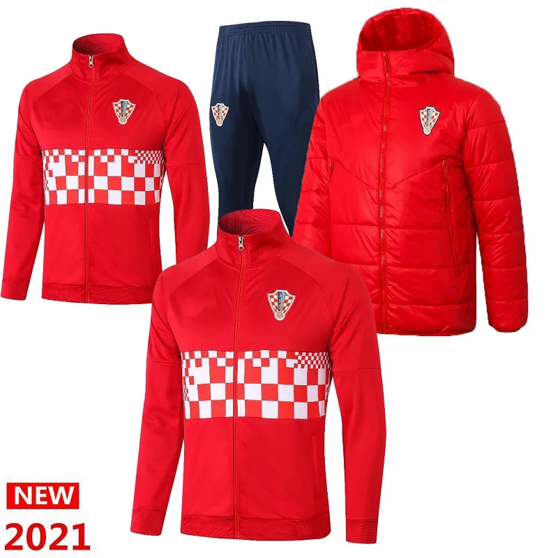 

2021 Croatian Adult Football Sports Zipper Training Suit Chandal Futbol Men's Suit Sweater maillot de foot Jacket Sweatshirt