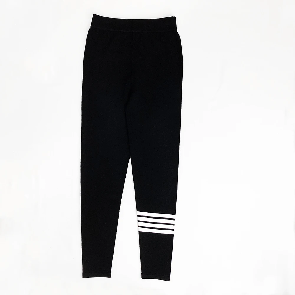 Cashmere Blend Knitted Warm Winter Hight Waist Stripe Long Inner pants Super Warm