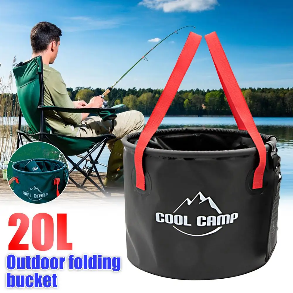 

20L Waterproof Water Bags Fishing Folding Bucket Portable Bucket Water Container Storage Carrier Bag Fishing Bait Buckets pvc