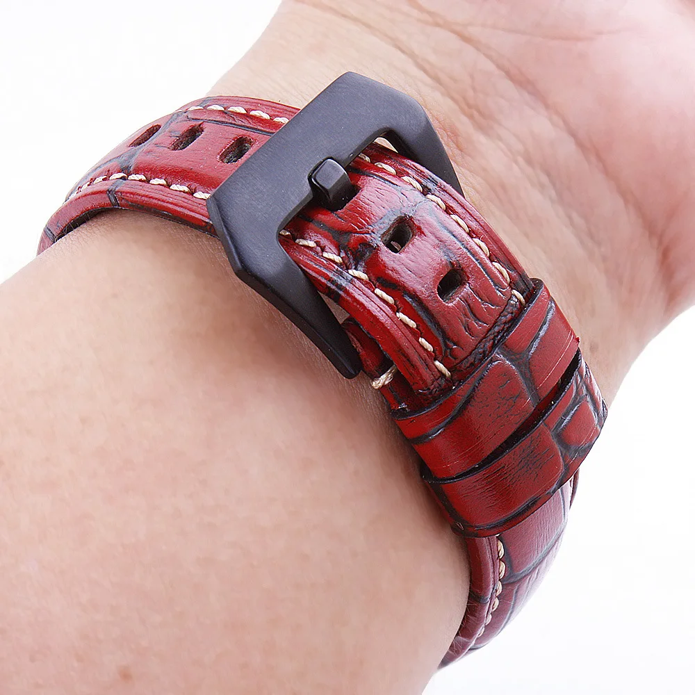 Винтажный ремешок для часов из натуральной кожи с бамбуковым покрытием 20 мм 22 24 26