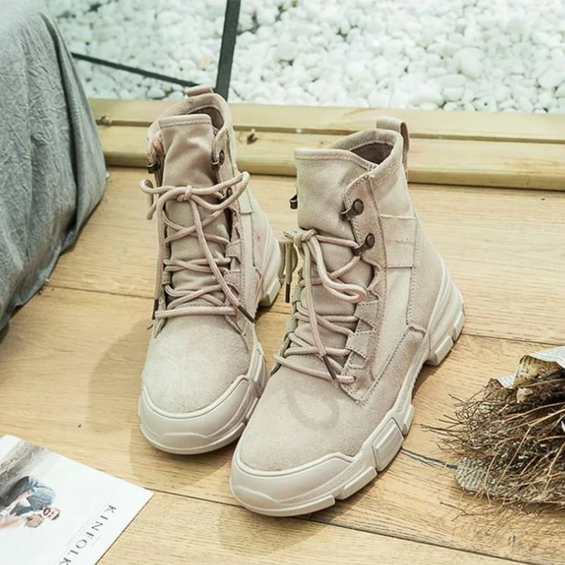 Khaki Plus Velvet Для женщин на открытом воздухе ботинки martin Пеший Туризм бархатная обувь; большие размеры; женские дышащие ботильоны на высоком каблуке Армейские ботинки путешествия, треккинг спортивная обувь - Цвет: Khaki Plus Velvet