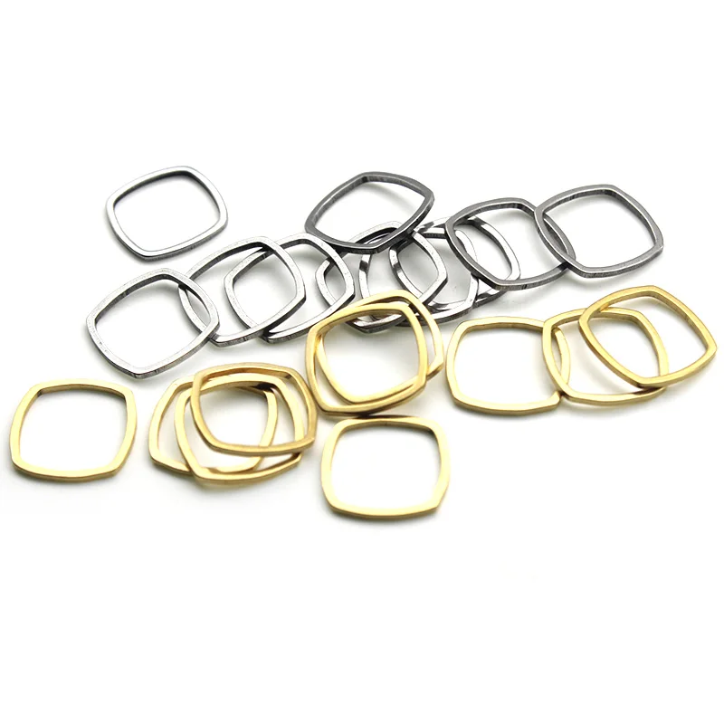 

12 16 20 mm Quadrangle Charms Stainless Steel Gold Plated Earrings Findings DIY Jewelry Making Bracelet Connectors Accessories