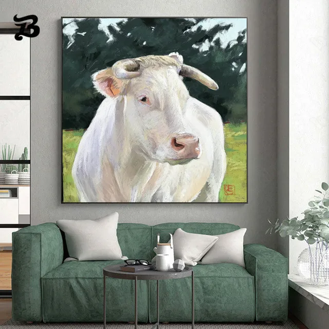 

Canvas Painting Forliving Room Watercolor Cows Wall Pictures Decorative Posters and Prints Wall Art Oil Painting Home Wall Decor