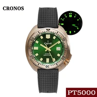 cronos mens bronze turtle diver watch green dial sapphire pt5000stp 1 11 automatic movement 200m water resistant luminous