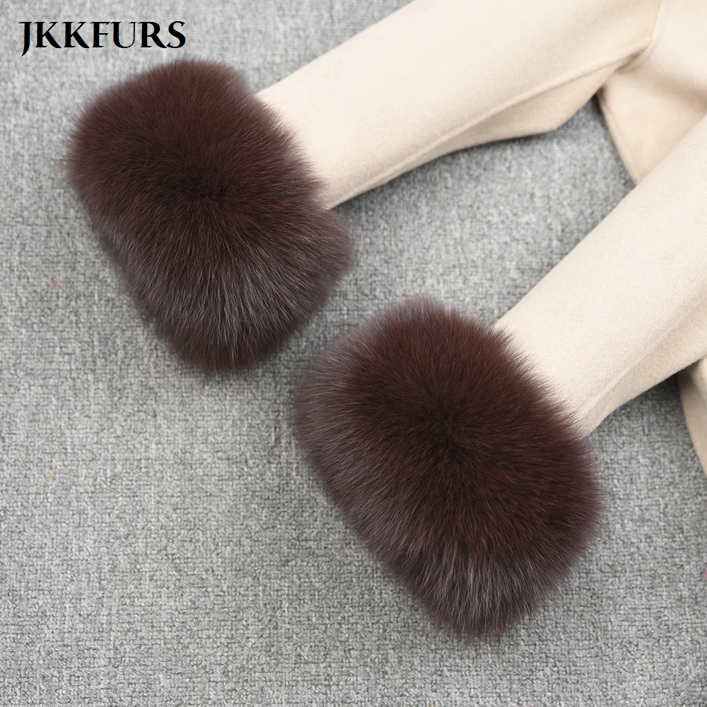 2021 Зимний натуральный Лисий мех модный воротник манжеты набор аксессуаров из
