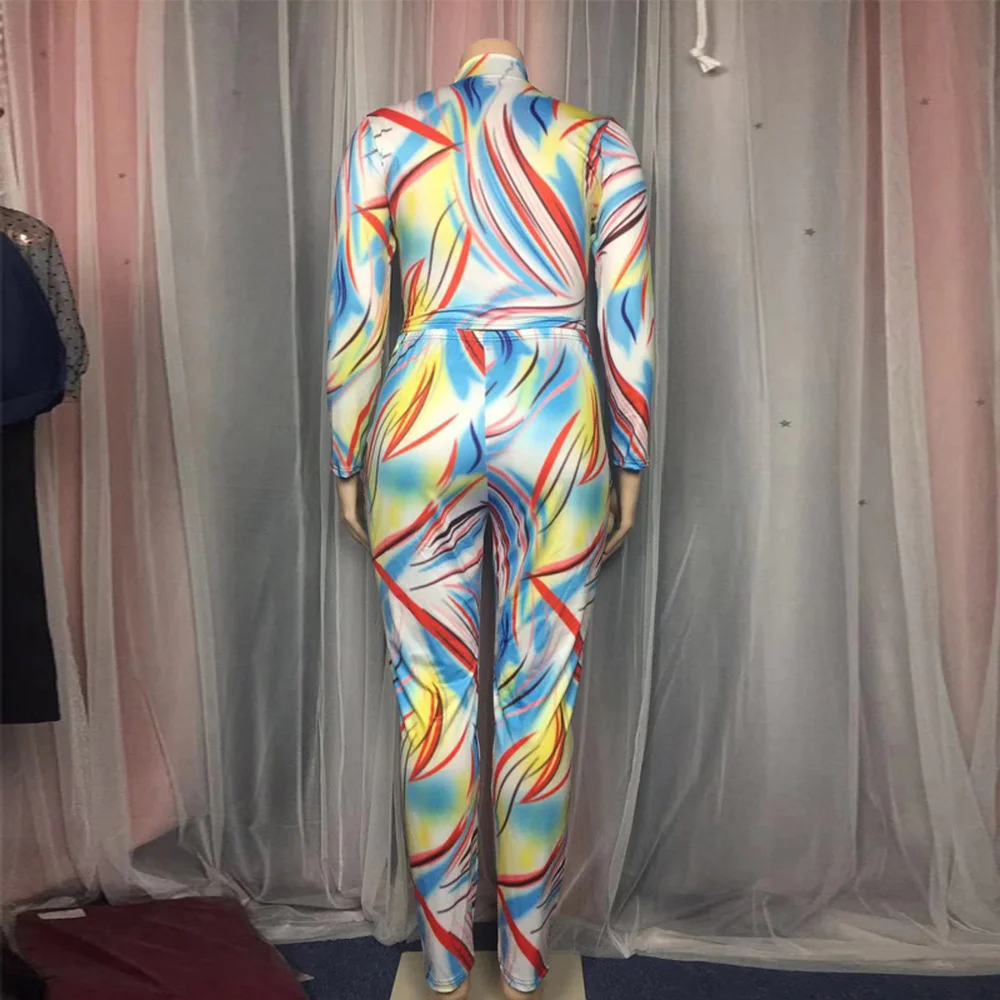 

Winter Fitness 2 Two Piece Set Women Lounge Wear Long Sleeve Crop Top Colorful Print Bodycon Tracksuit Ladies Outfits Sexy Party