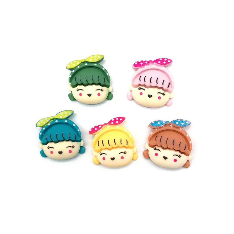 

10Pcs/lot Flatback Resin Cartoon Girl Head Resin Cabochons Kawaii For Hair Clothing Shoes Accessories DIY Home Embellishments