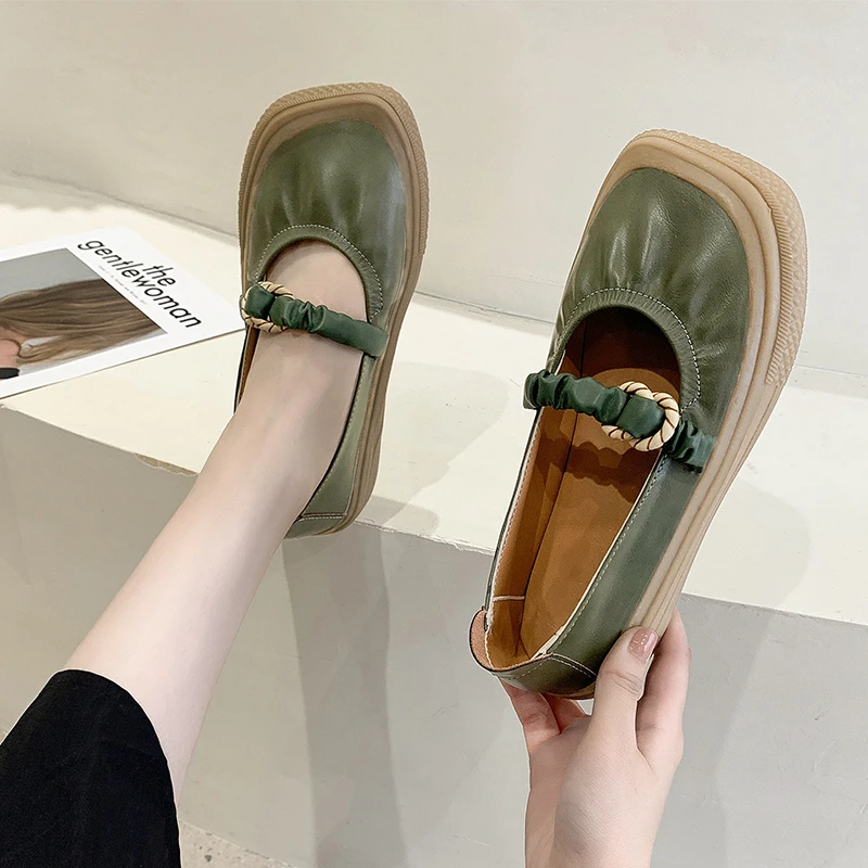 

2021 New Women's Shoes Fashion Square Head Shallow Mouth Ladies Single Shoes Spring and Summer New Comfortable Flat Casual Shoes