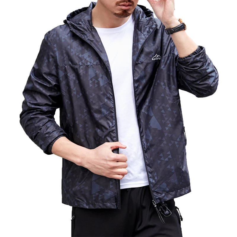 

8XL plus size New Spring Autumn Bomber Hooded Jacket Men Casual Loose Patchwork Windbreaker Jacket Male Outwear Zipper Thin Coat