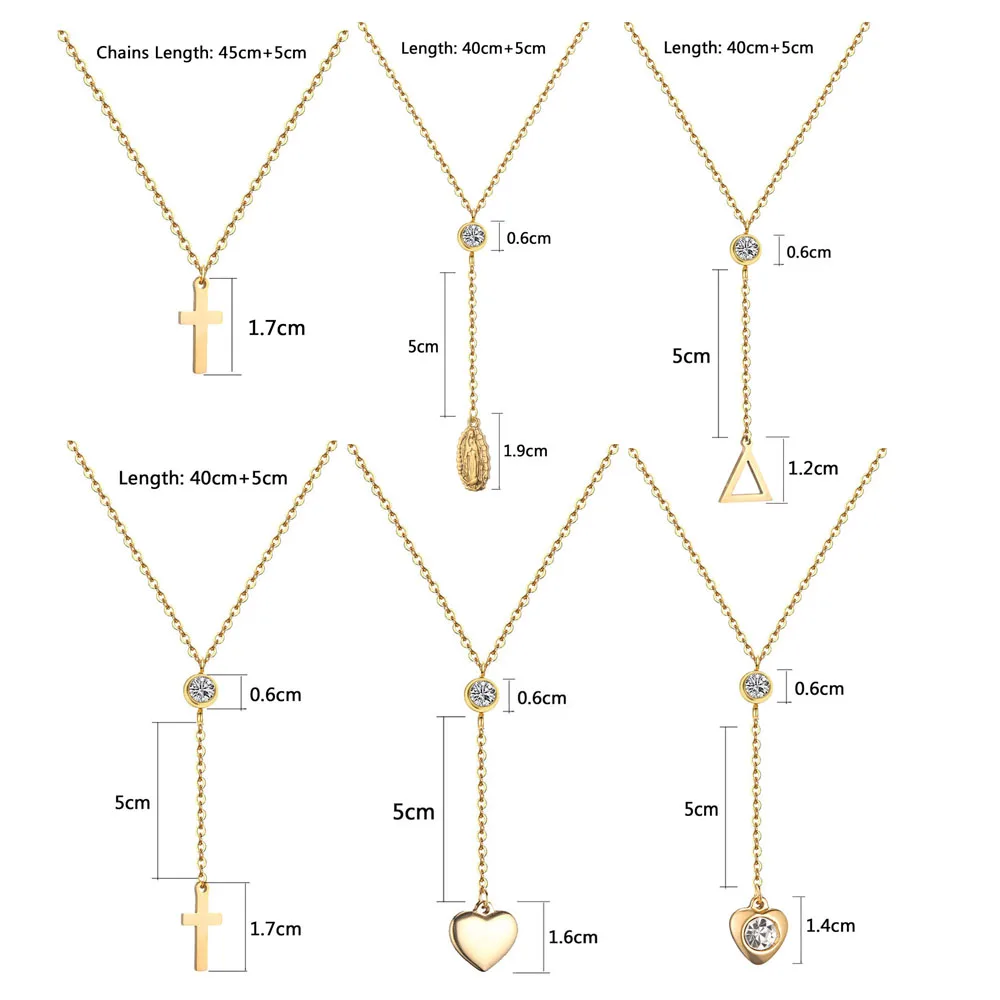 Женская цепочка с кулоном в виде креста из нержавеющей стали|Ожерелья подвеской|