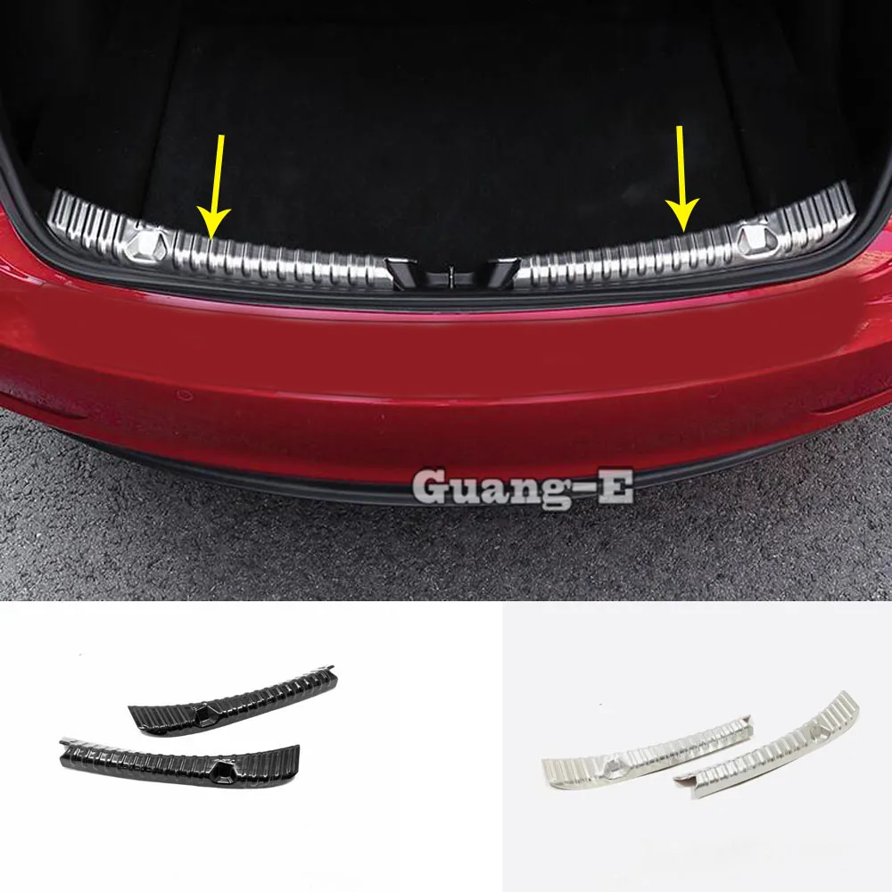 

For Tesla Model 3 Model3 2018 2019 2020 2021 Inner Inside Rear Bumper Scuff Sill Trunk Plate Pedal Trim Stainless Steel Moulding
