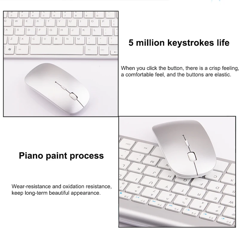 

Mini Slim Wireless Russian Keyboard and Mouse Set with Multi-function Button Ergonomic Keyboard Mouse Combo Silent Mouse PC Mice