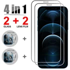 Защитное стекло 4 в 1 для смартфона iPhone 12 Pro Max XR XS X 11 7 Plus 6 6S 8 SE 2020