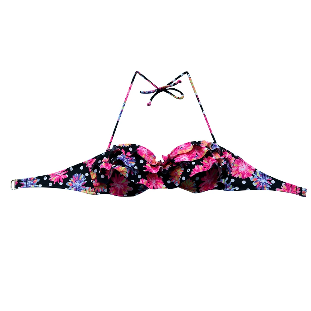 

The Bikini TOPS for Women Swimwear Pink Black Flower Bathing suits Sexy girl Underwire Swimming brazilian Biquini UP