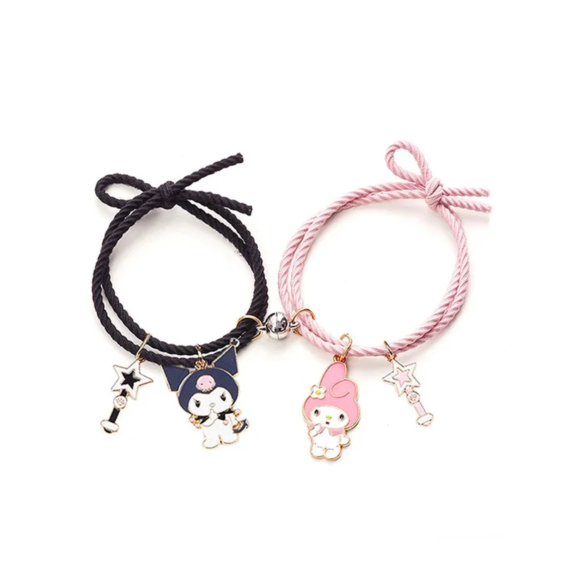 

New 2Pcs/Set Cute Cartoon Couple Bracelet Magnet Ball Hand Men and Women Gift Friendship Charms Elastic Rope Jewelry