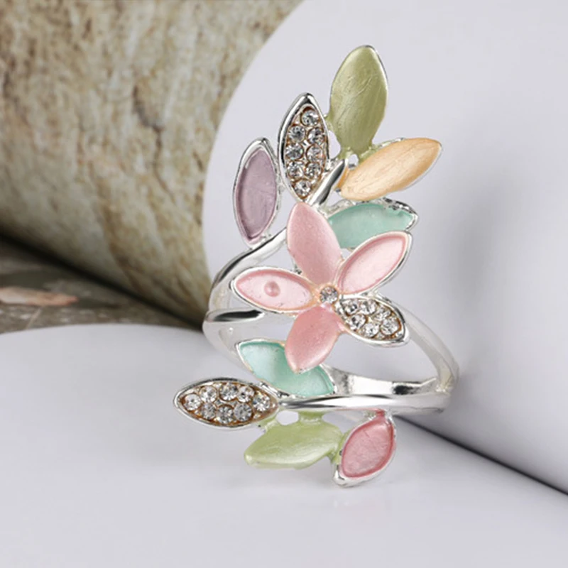 Luxurious Temperament Flowers Rings For Women Sliver Wedding Engagement Party Jewelry Romantic Valentine's Gifts | Украшения и