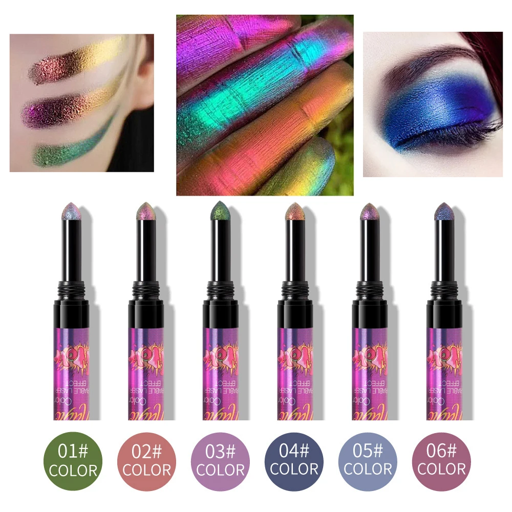 1 шт. блестящие тени для век Хамелеон в форме ручки Сияющие металлические