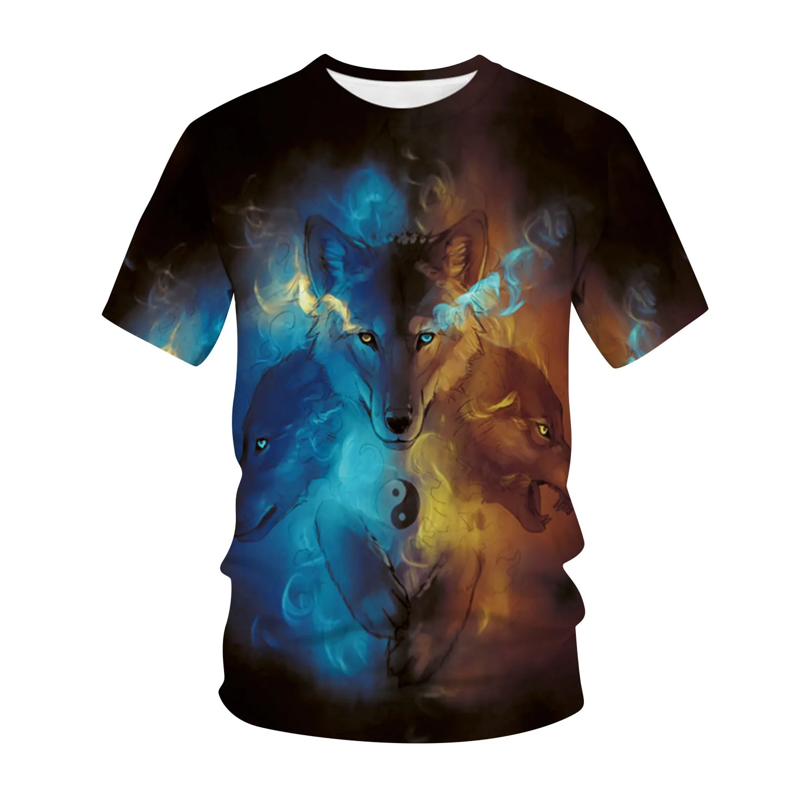 

Fashion Men Tops Wolf 3D Print T-Shirt Cool Funny T Shirt Short Sleeve Tops T Shirt Male Animal Printing T-shirt Male clothes