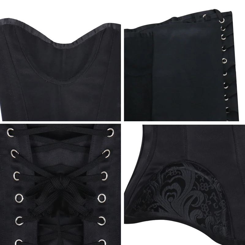 

Burvogue Underbust Steampunk Corset Waist Control Gothic Corsets Cincher with Curved Hem Bustiers Embroidery Short Waist Trainer