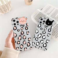 leopard print clear phone case for iphone 11 12 13 pro max 8 7 plus se 2020 xr xs max x animal frog cat pig transparent cover
