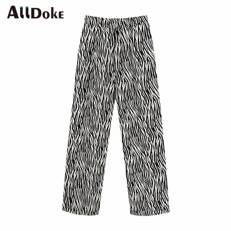 Брюки ALLDOKE женские с завышенной талией повседневные штаны двумя карманами