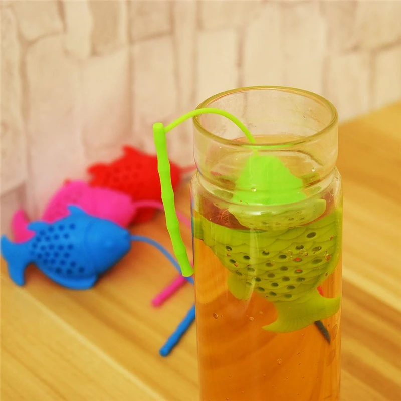 1 шт. Чай листьев Фильтр Высокое качество силикона рыбы Форма заварки травяная