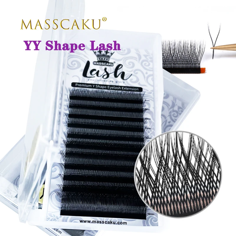 

Wholesale Y-shaped premium individual eyelash extensions supplies all size c/d curl matte YY lashes tray volume maquiagem cilios