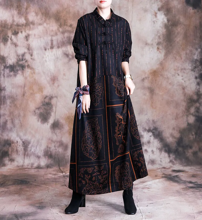 Женское винтажное платье в стиле ретро свободное пэчворк халаты ручной работы на