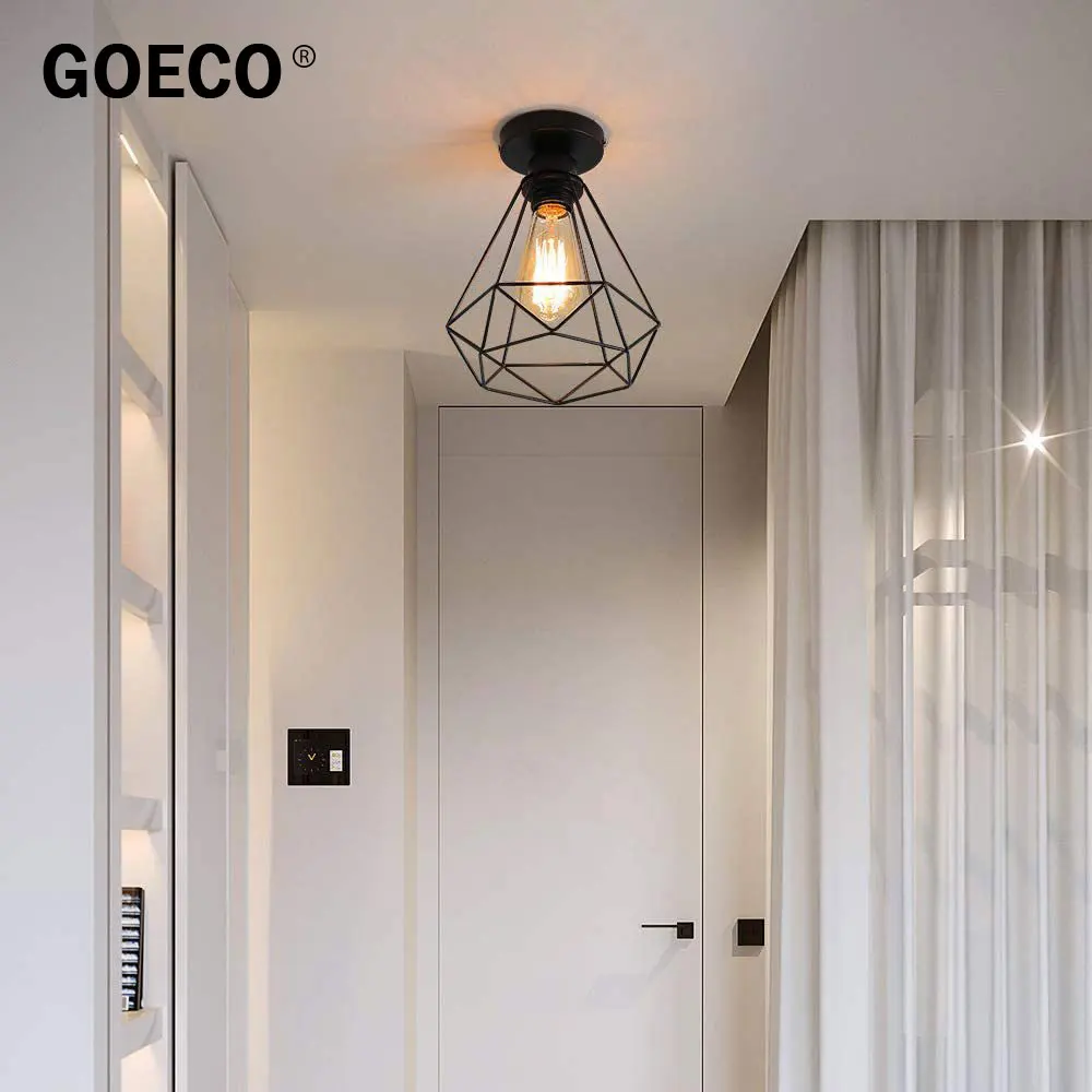 

Железный потолочный светильник в стиле ретро, лампа черного цвета E27 для кухни, спальни, гостиной, светильник шение для дома, осветительный п...