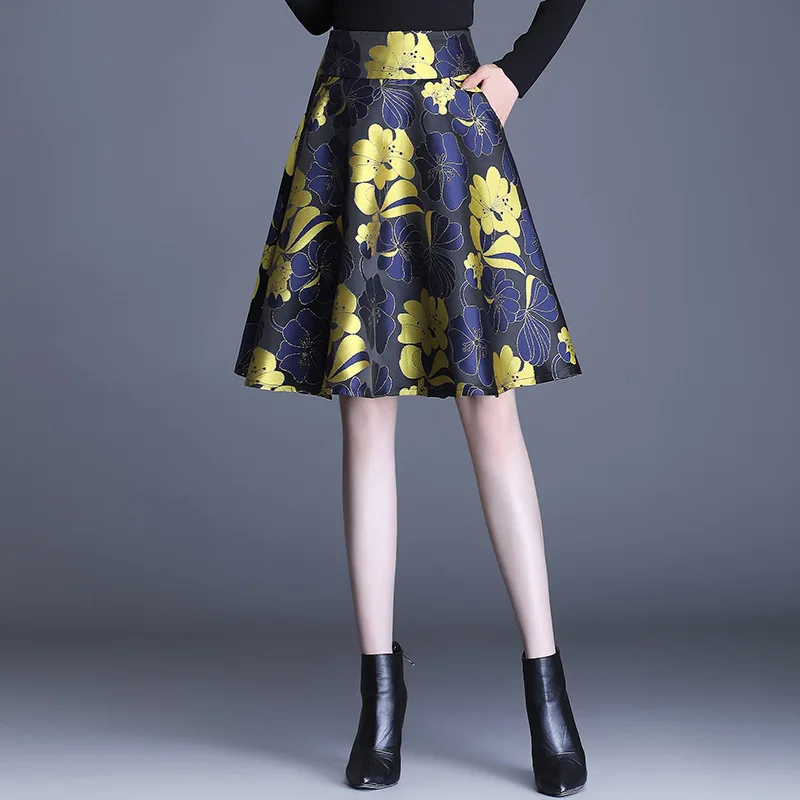 Wowen модные жаккардовые юбки а-силуэта юбка весна осень Офисная Женская Корейская