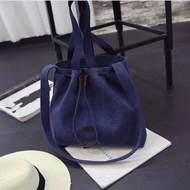 

2019 Hot Sale High Quality Women Canvas Shoulder Bags Drawstring Handbag Bucket Tote Messenger Bags Purse Satchel Fashion Bags